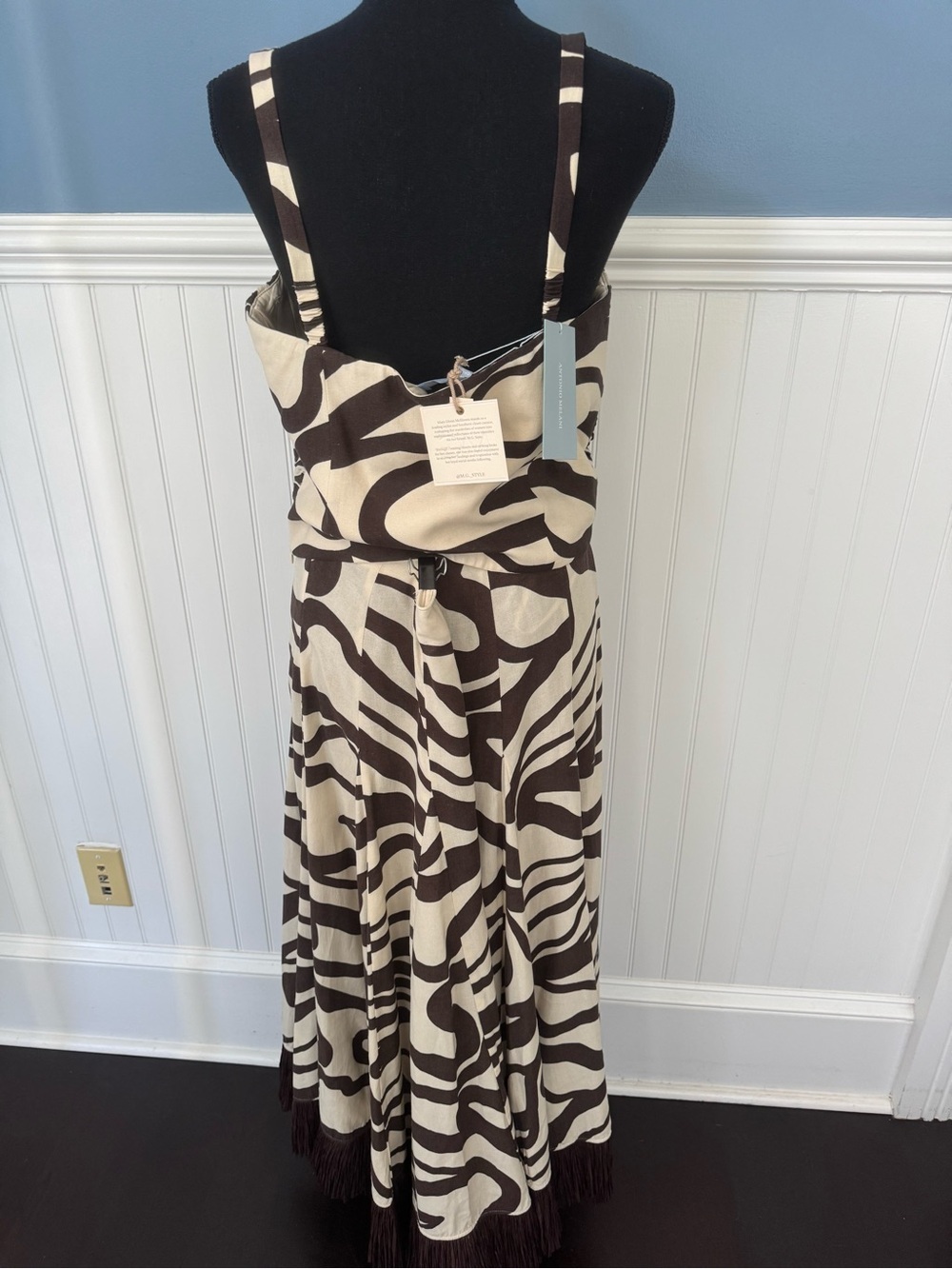NWT Antonio Melani MG Style Fringe Linen Blend Maxi Raffia Skirt Set Brown~SZ 10 - Picture 7 of 14